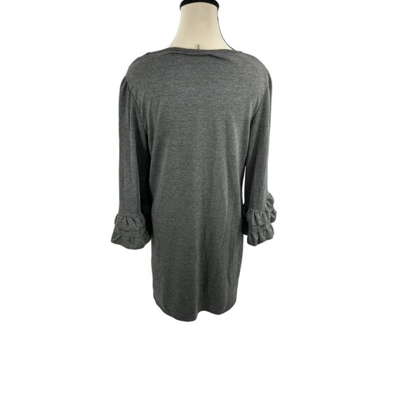 Max Studio Womens M Gray Dress Ruffle Bell Sleeve Shift Casual Work Office - Picture 4 of 6